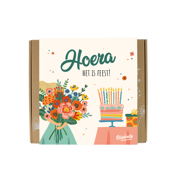 Gift Box Medium met 9 zaadbommetjes - Hoera, het is feest!