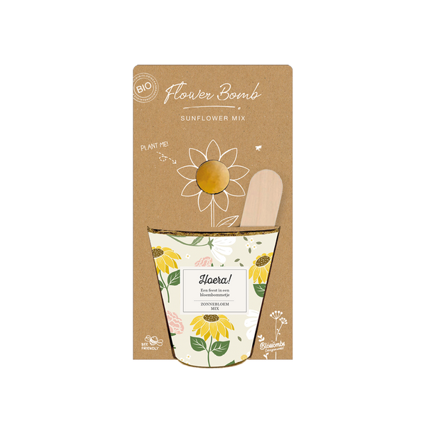Grow Kit "Hura!" mit Sonnenblumen-Mix-Samenbombe