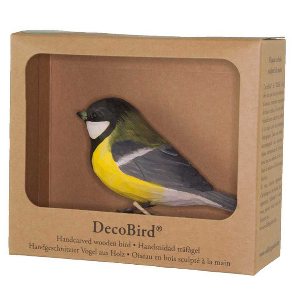 Vogelbeeldje Koolmees – Handgesneden Houten Decoratievogel | DecoBird Wildlife Garden – foto 3