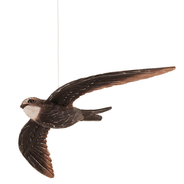 Vogelbeeldje Gierzwaluw – Handgesneden Houten Decoratievogel | DecoBird Wildlife Garden – foto 3