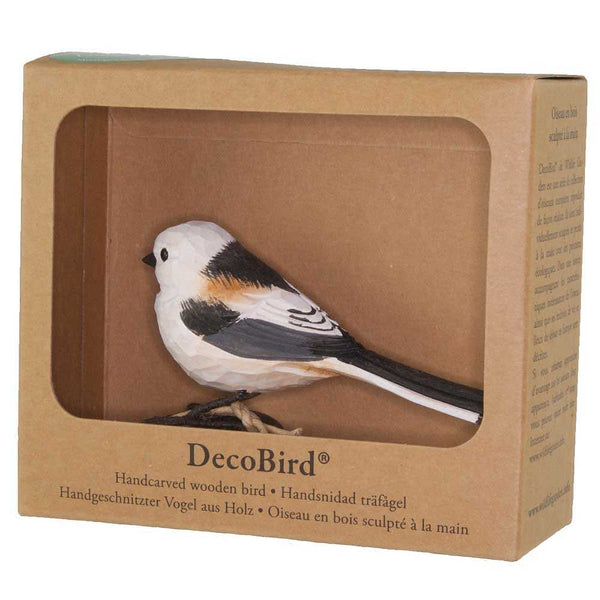 Vogelbeeldje Staartmees – Handgesneden Houten Decoratievogel | DecoBird Wildlife Garden – foto 3