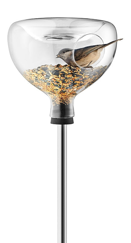 Vogelhäuschen aus Glas mit Vogeltränke