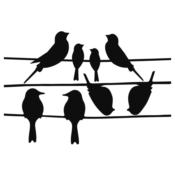 Fensteraufkleber Vögel auf Draht