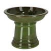 Vogelbad aus Keramik auf Fuß grün S