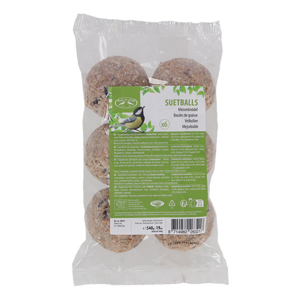 Vetbollen zonder net (6 stuks) – energierijk vogelvoer | Veilig & geschikt voor voederhuis, silo of houder