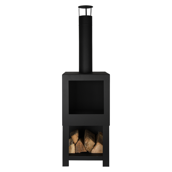 Terrassenofen mit Holzlager