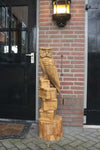 Holzskulptur Eule auf Bücherstapel 120 cm