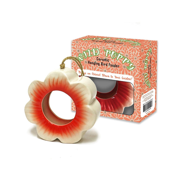 Vogelfutterstation „Wild Poppy“ aus Keramik zum Aufhängen