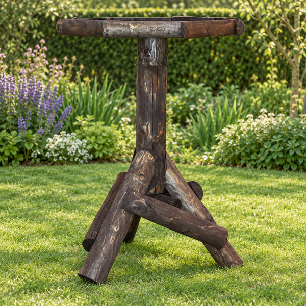 Großer Futtertisch für Vögel aus Holz 122 cm – Rustikales dunkles Holz