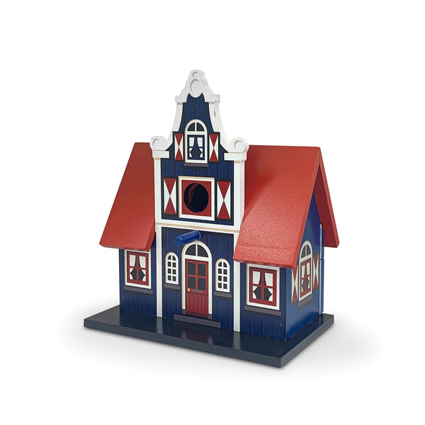 Vogelhaus blauer Kreuzgiebel