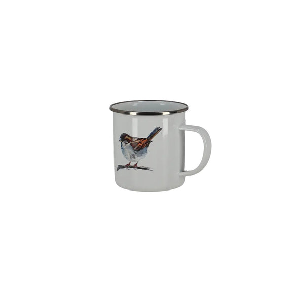 Emaille mok aquarel vogel – design 3, aanzicht 2