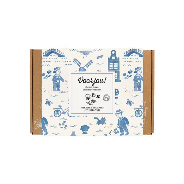 Gift Box Small "Voor jou!" met 7 Hollandse Mix Zaadbommetjes