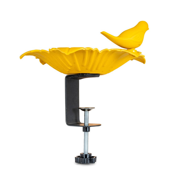 Balkon Waterschaal Balus (okergeel) – Verstelbaar vogelbad met klem voor balkons