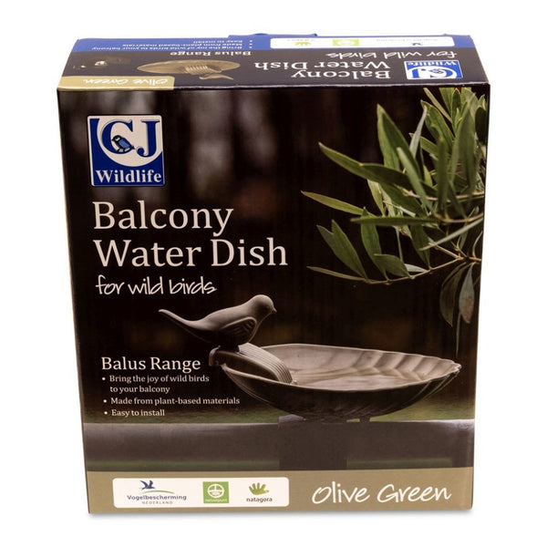 Balkon Waterschaal Balus (olijfgroen) – Verstelbaar vogelbad met klem voor balkons