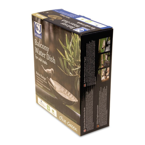 Balkon Waterschaal Balus (olijfgroen) – Verstelbaar vogelbad met klem voor balkons