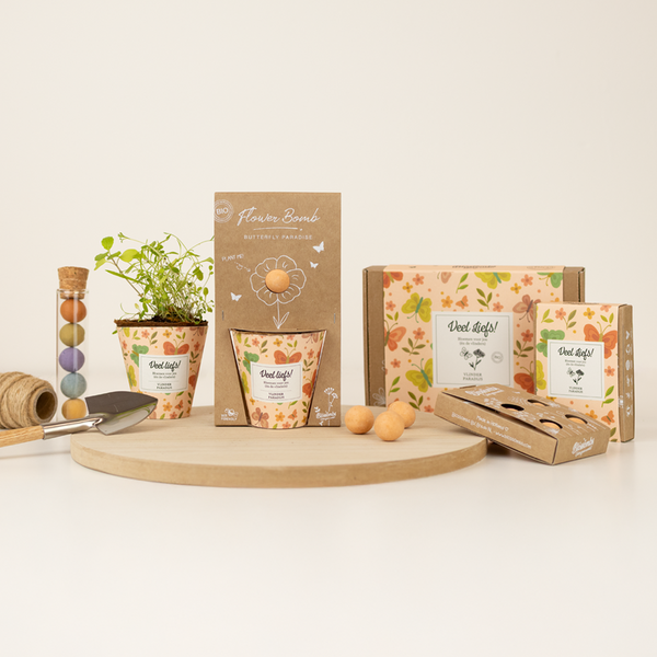Grow Kit "Alles Liebe!" mit Schmetterlings-Mix Samenbombe