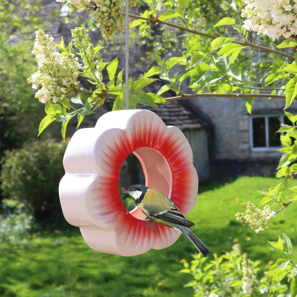 Vogelfutterstation „Wild Poppy“ aus Keramik zum Aufhängen 