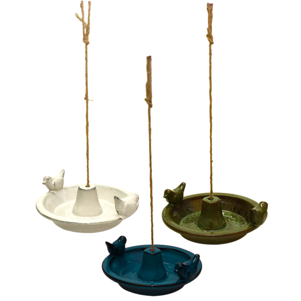 Runde Vogeltränke aus Keramik zum Aufhängen