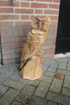 Holzskulptur Eule auf Stamm