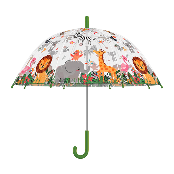 Kinderregenschirm Dschungel transparent