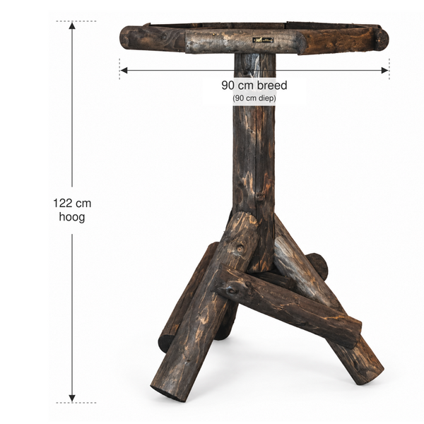 Großer Futtertisch für Vögel aus Holz 122 cm – Rustikales dunkles Holz
