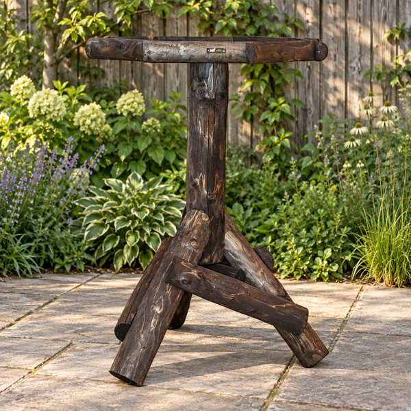 Großer Futtertisch für Vögel aus Holz 122 cm – Rustikales dunkles Holz