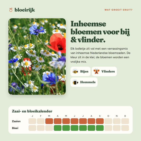 Wat groeit er uit groene zaadbommetjes, met zaai- en bloeikalender