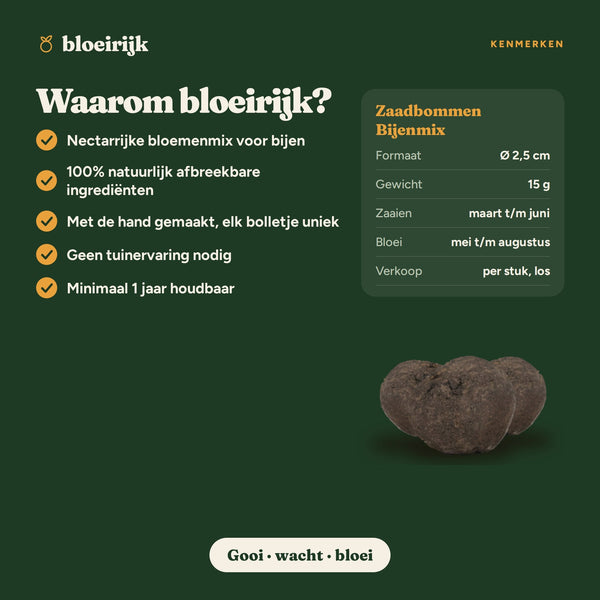 Kenmerken van zaadbommen bijenmix
