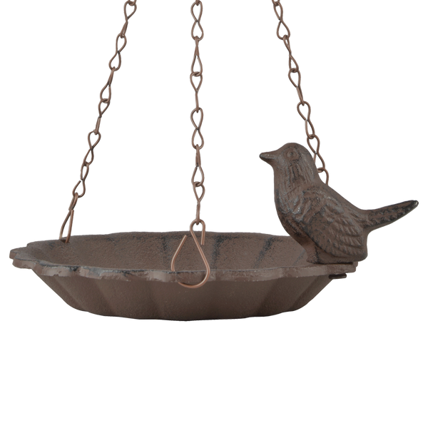 Hängendes Vogelbad mit 1 Vogel – Antik-Rostbraun | Esschert Design