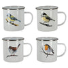 Emaille mok aquarel vogel Esschert Design – assortiment van 4 designs